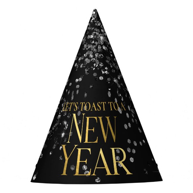 Gold Black Confetti New Year's Eve Party Hat (Front)