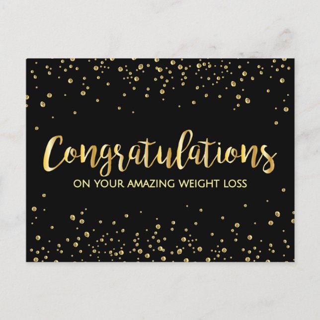 Gold Black Congratulations Weight Loss Award Postcard (Front)