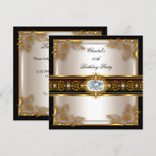 Gold Black Cream Elite Elegant Birthday Party Invitation