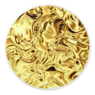 Gold Black Crinkle Pretty Ceramic Knob