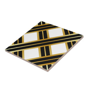Gold Black Criss Cross Pattern Tile