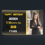Gold Black Custom Happy Birthday Photo Party Banner<br><div class="desc">Gold Black Custom Happy Birthday Photo Party Banner</div>