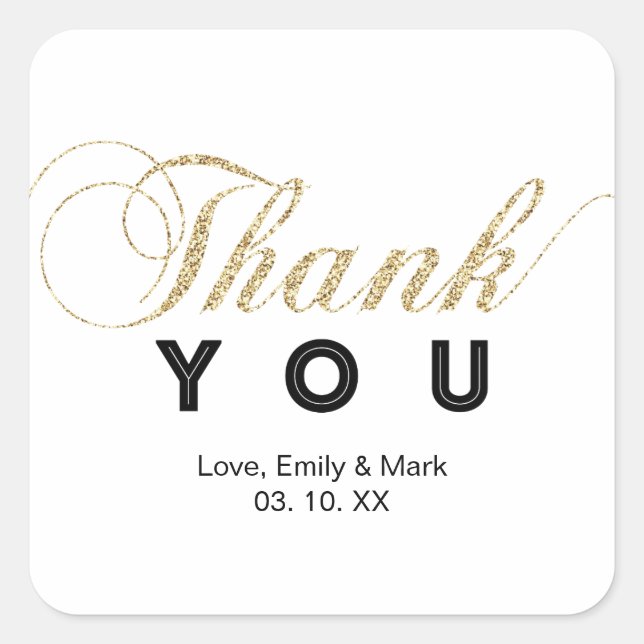 Gold & Black | Custom Party Thank You Sticker (Front)