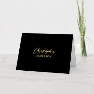 Gold & Black Custom Text / Your Name Stationery Foil Greeting Card