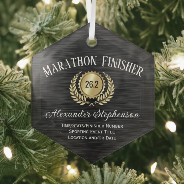 Gold Black Customizable Recognition Award Glass Ornament (Insitu)