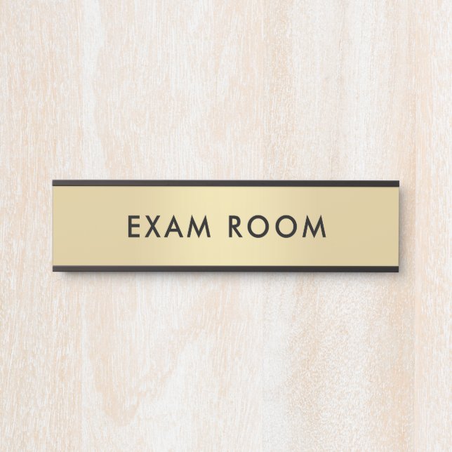 Gold Black Customizable Text Template Exam Room Door Sign (Front)