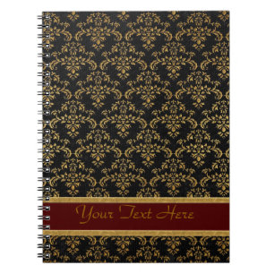 Gold & Black Damask Pattern Notebook