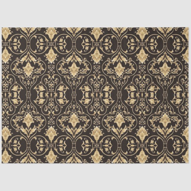 Gold Black Design Decoupage Background Tissue Paper (Front)