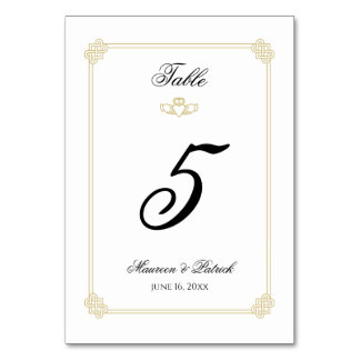 Gold & Black Destination Ireland Table Number