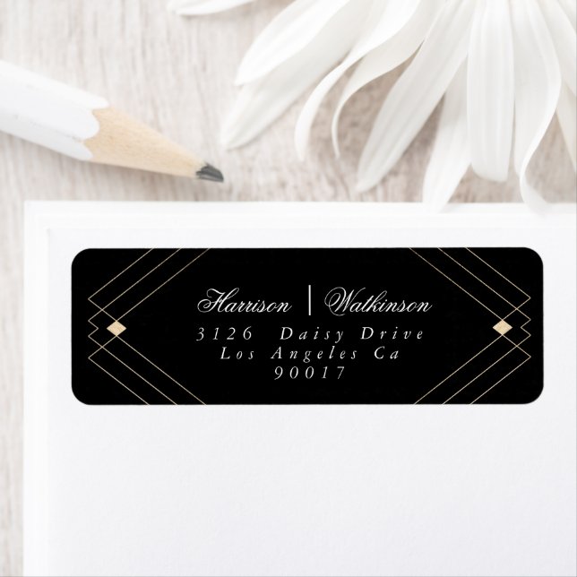 Gold Black Diamond Géométrique Mariage Gatsby (En situation)