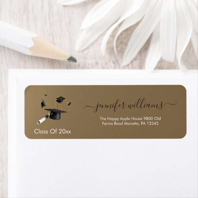  Gold Black Double Graduation Return Address (En situation)