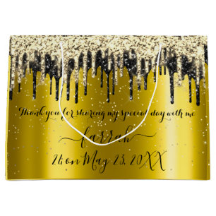 Gold Black Drips Favour Wedding Favour  Large Gift Bag