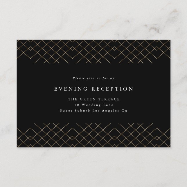 Gold Black Elegance Diamond Geo Deco Wedding Enclosure Card (Front)