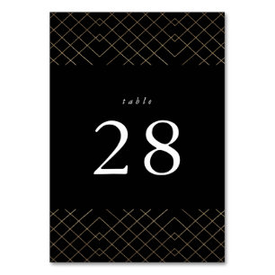 Gold Black Elegance Diamond Geo Deco Wedding Table Number