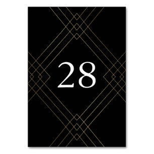 Gold Black Elegance Diamond Geo Deco Wedding Table Number