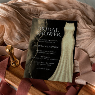 Gold & Black Elegant Bridal Shower Invitation