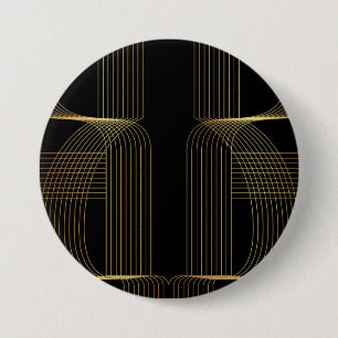 Gold, black, elegant, cool, unique trendy line art 3 inch round button