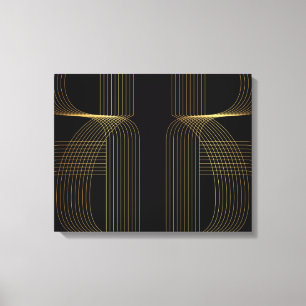 Gold, black, elegant, cool, unique trendy line art canvas print