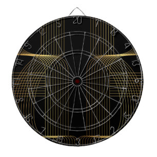 Gold, black, elegant, cool, unique trendy line art dartboard