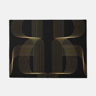 Gold, black, elegant, cool, unique trendy line art doormat