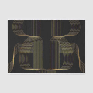 Gold, black, elegant, cool, unique trendy line art tissue paper