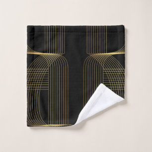 Gold, black, elegant, cool, unique trendy line art wash cloth