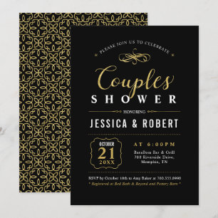 Gold & Black Elegant Couples Wedding Shower Invitation