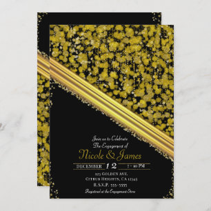 Gold & Black Elegant Glam Engagement Party Invitation