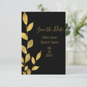 Gold Black Elegant Leaf Modern Chic Save The Date