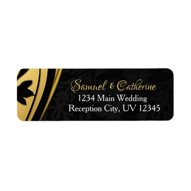 Gold Black Elegant Mariage Anniversaire Adresse (Devant)