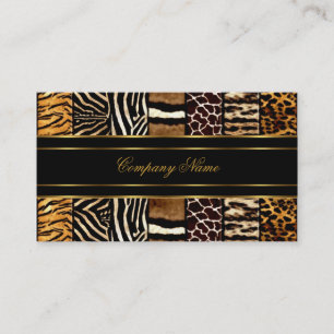 Gold Black Elegant Mixed Zebra Leopard Tiger Business Card