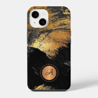 Gold black elegant modern abstract monogrammed