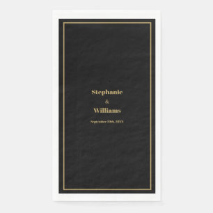 Gold Black Elegant Modern Simple Minimal Wedding Napkin
