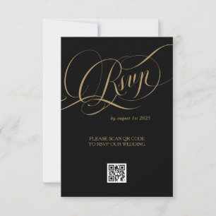 Gold Black Elegant Romantic Wedding RSVP Card