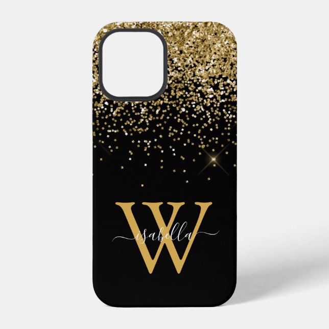 Gold Black Elegant Script iPhone Case (Back)