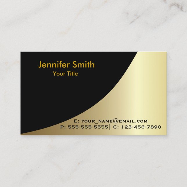 Gold Black Elegant Template Business Card (Front)