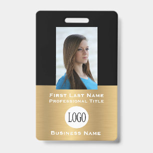 Gold & Black Employee I.D. Badges Name Tags