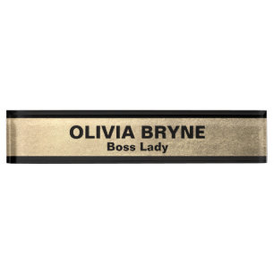 Gold Black Employee Nameplate