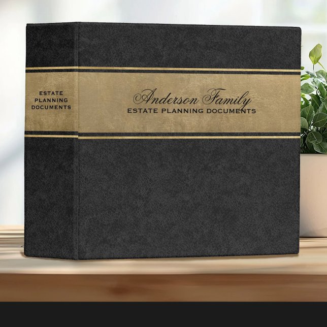 Gold Black Estate Planning Documents Binder (Simple elegant black and gold estate planning binder for your important documents)