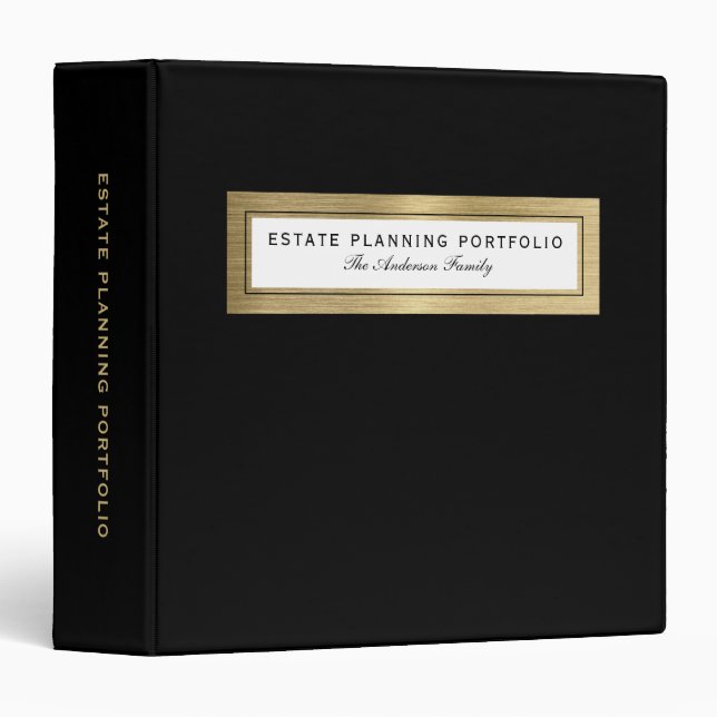 Gold Black Estate Planning Will Trust Binder (Front/Spine)