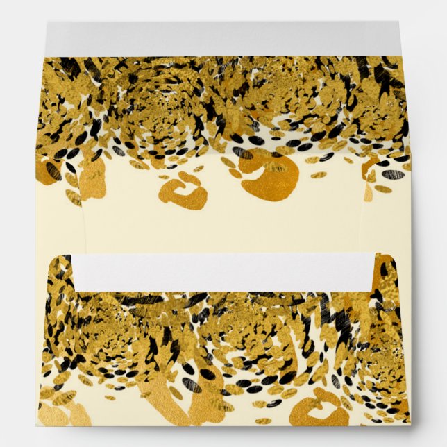 Gold & Black Exotic Jungle Cheetah Glam Invitation Envelopes (Back (Bottom))