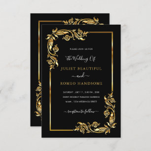 Gold Black Faire-part de mariage moderne de luxe