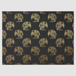 Gold black Fantasy Dragon party tissue paper
