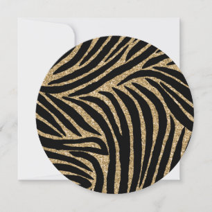 Gold black Faux Glitter Zebra Print Sweet Sixteen Invitation