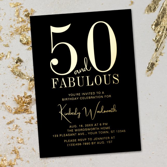 Gold Black Fifty and Fabulous 50th Birthday Party (Creator Uploaded)