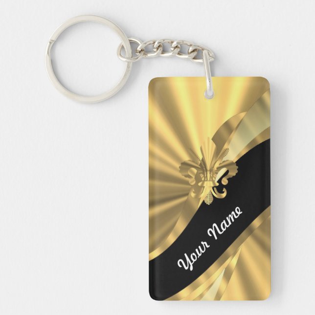 Gold & black fleur de lys keychain (Front)