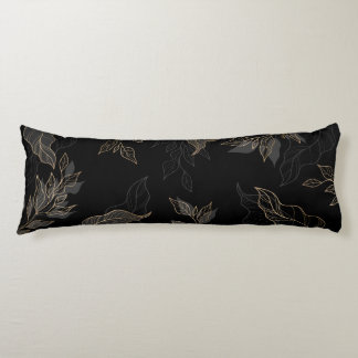 Gold Black Floral Body Pillow