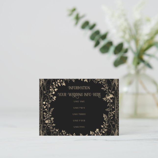 Gold & Black Floral Design Enclosure Card (Standing Front)