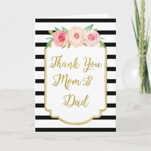 Gold Black Floral Parents Merci du jour de mariage
