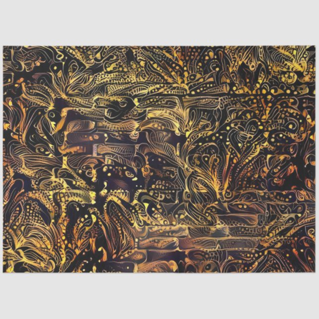 Gold Black Floral Wall Art Dream Tissue Paper (Front)